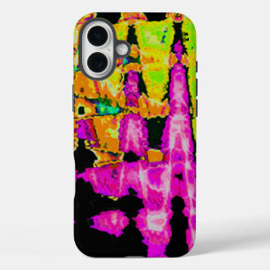 Neon Glitch Abstract Art Poster Print iPhone 16 Plus Case