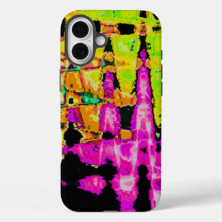 Neon Glitch Abstract Art Poster Print iPhone 16 Plus Case