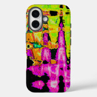 Neon Glitch Abstract Art Poster Print