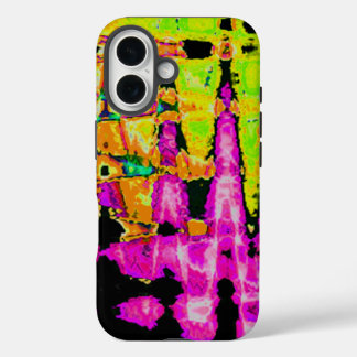 Neon Glitch Abstract Art Poster Print iPhone 16 Case