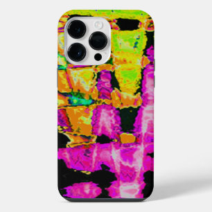 Neon Glitch Abstract Art Poster Print iPhone 14 Pro Max Case