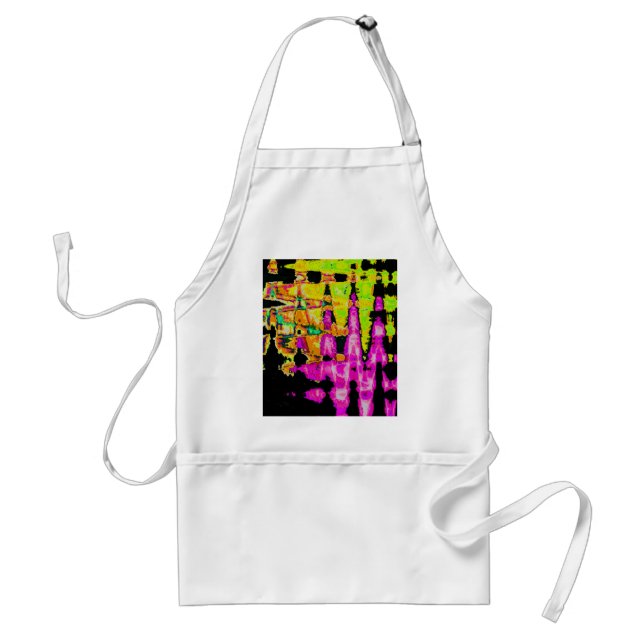 Neon Glitch Abstract Art Poster Print Standard Apron (Front)