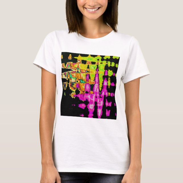 Neon Glitch Abstract Art Poster Print T-Shirt (Front)