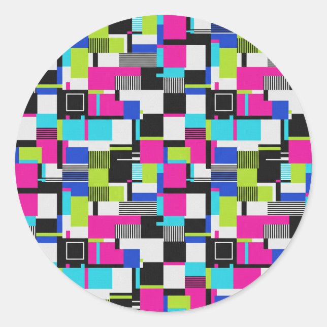 Neon Glitch Art Aesthetic Vinyl Sticker (Front)