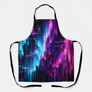 Neon Glitch Data Stream Abstract Apron