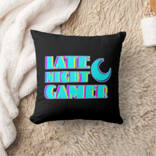 Neon Glitch Gamer Throw Pillow Synthwave Decor