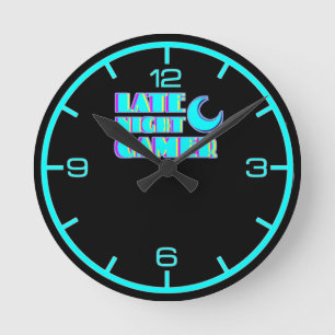 Neon Glitch Gamer Wall Clock   Synthwave