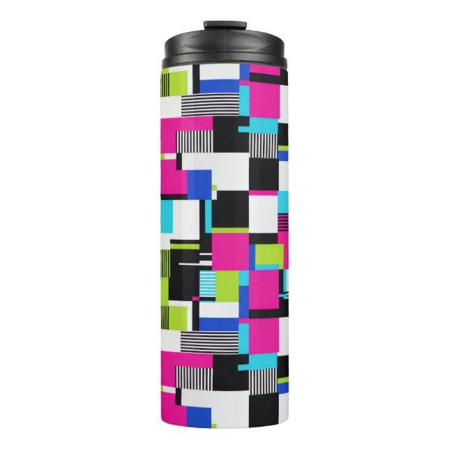 Neon Glitch Geometric Insulated Tumbler (Front)