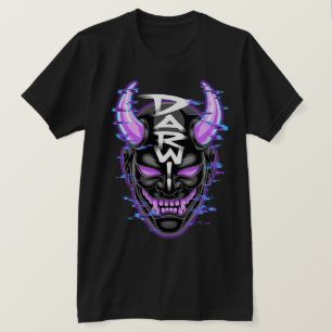 "Neon Glitch Oni Mask - DARW" T-Shirt