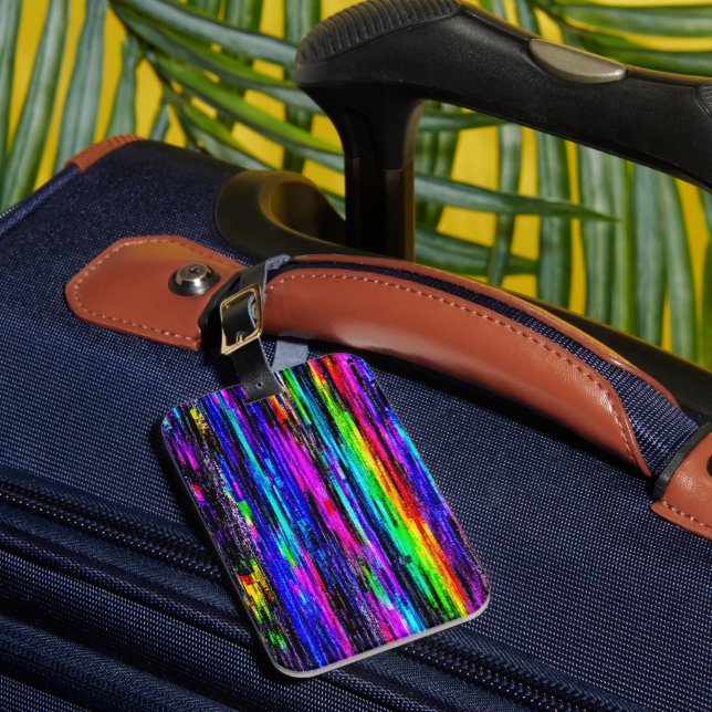 Neon Glitch Static Luggage Tag (Front Insitu 1)