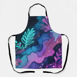 Neon Glitter Botanical Abstract Apron