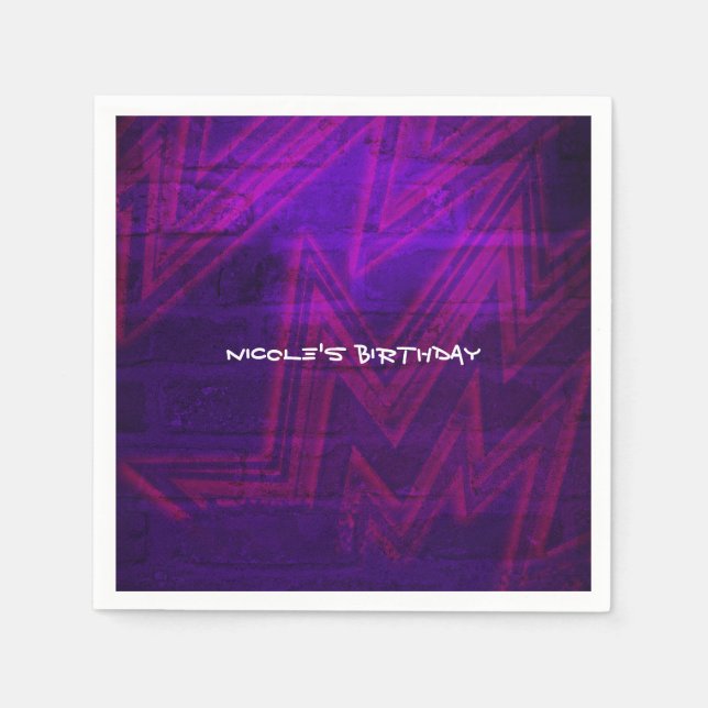 Neon Glow Birthday Party Urban Club Napkins (Front)