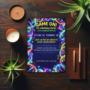 Neon Glow Brthday Party  Invitation