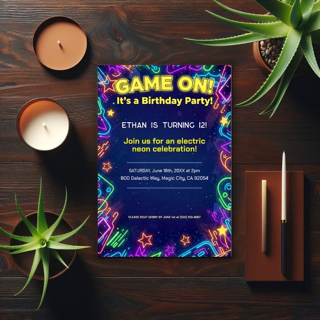 Neon Glow Brthday Party  Invitation (Creator Uploaded)