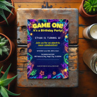 Neon Glow Brthday Party Invitation