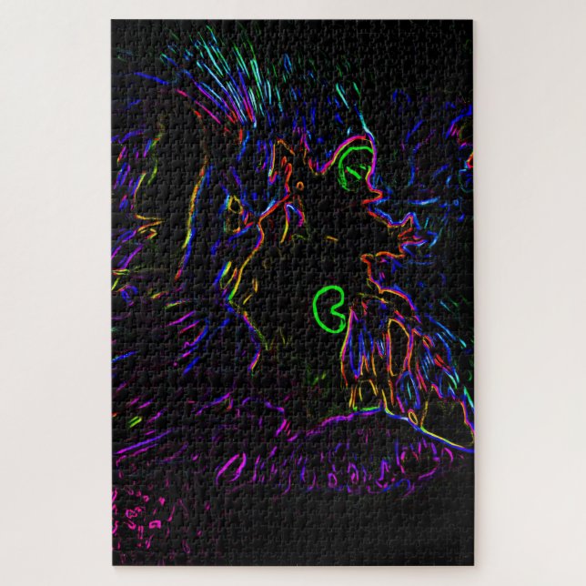 Neon Glow Cat Jigsaw Puzzle (Vertical)