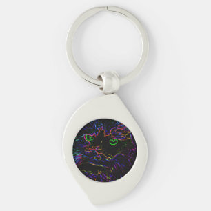 Neon Glow Cat Key Ring