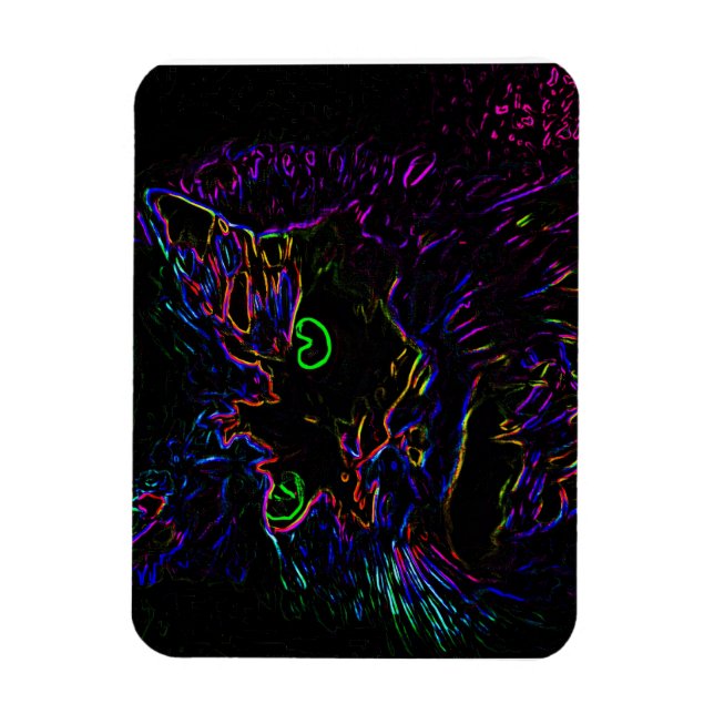 Neon Glow Cat Magnet (Vertical)