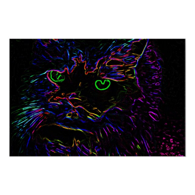 Neon Glow Cat Poster (Front)