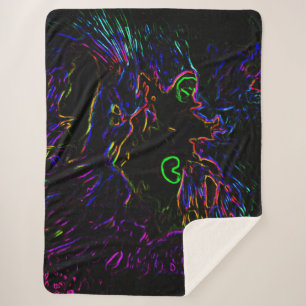 Neon Glow Cat Sherpa Blanket