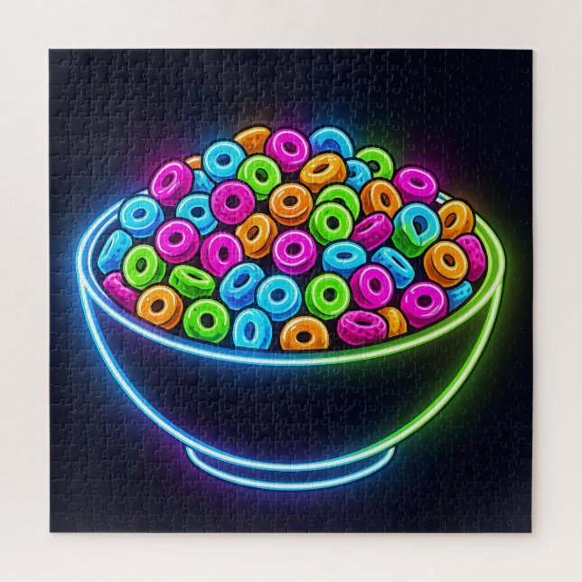 Neon Glow Cereal Bowl Jigsaw Puzzle (Vertical)