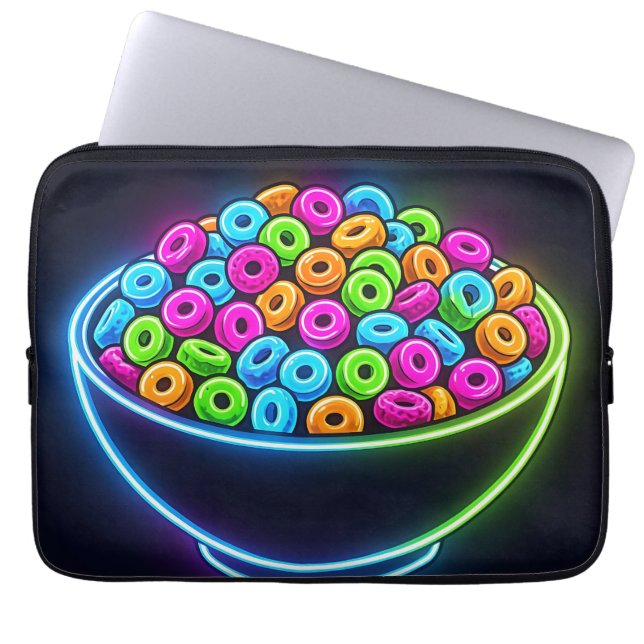 Neon Glow Cereal Bowl Laptop Sleeve (Front)