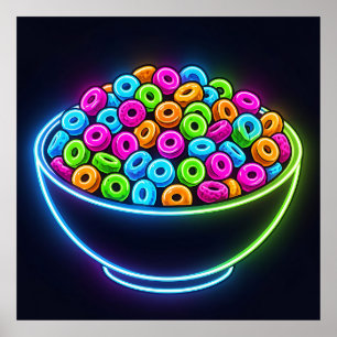 Neon Glow Cereal Bowl Poster