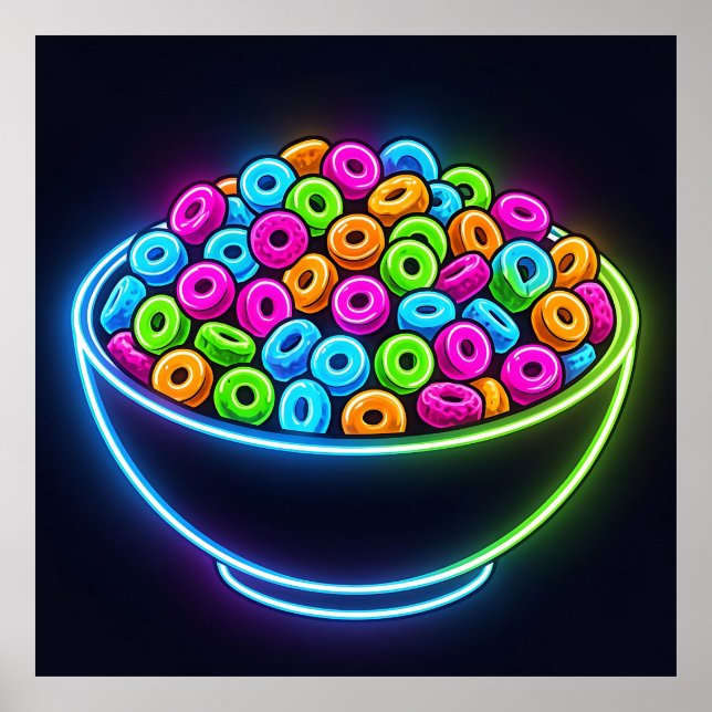 Neon Glow Cereal Bowl Poster (Front)