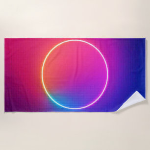 Neon Glow Circle Abstract Art Beach Towel