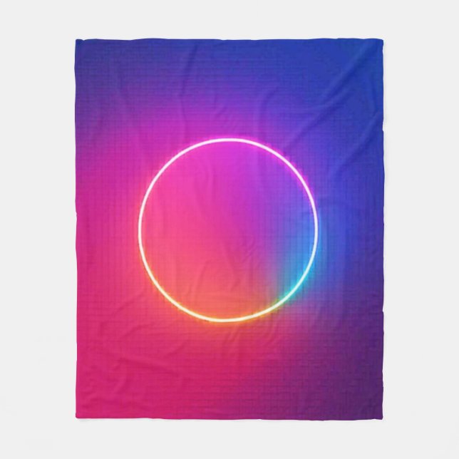 Neon Glow Circle Abstract Art Fleece Blanket (Front)