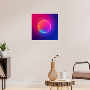 Neon Glow Circle Abstract Art Poster