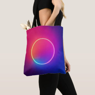 Neon Glow Circle Abstract Art Tote Bag