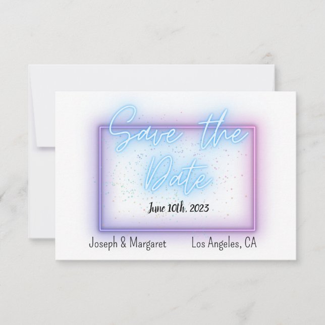 Neon Glow Cool Save the Date Card (Front)