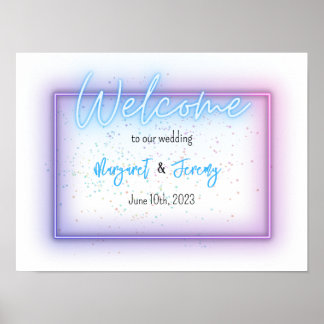 Neon Glow Cool Welcome Wedding Sign