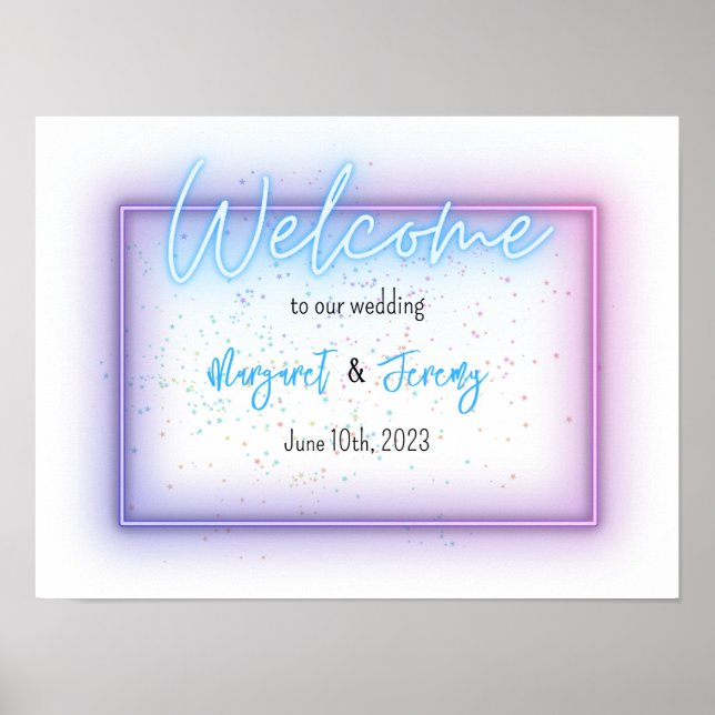 Neon Glow Cool Welcome Wedding Sign (Front)