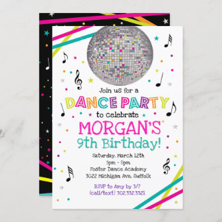Neon Glow Dance Party Invitation