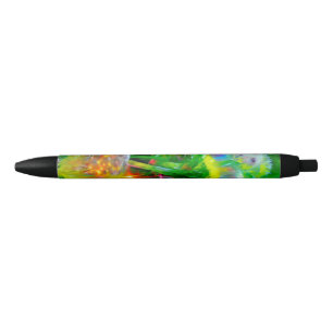 Neon Glow Dandelions in Dream Garden Black Ink Pen