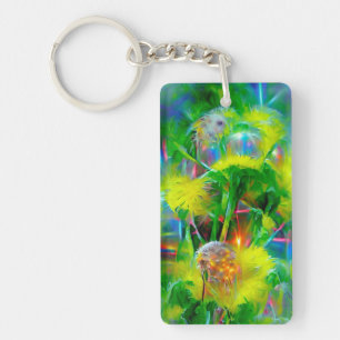 Neon Glow Dandelions in Dream Garden Key Ring