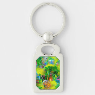 Neon Glow Dandelions in Dream Garden Key Ring