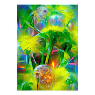 Neon Glow Dandelions in Dream Garden Photo Print