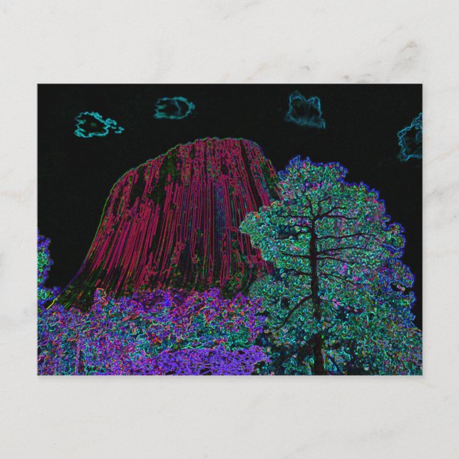 Neon Glow Devils Tower Postcard (Front)