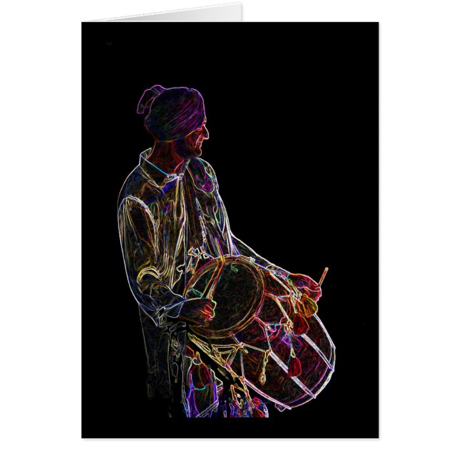 Neon Glow Dhol Drummer blank notelet / card (Front)