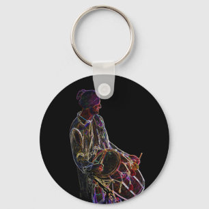Neon Glow Dhol Drummer keychain