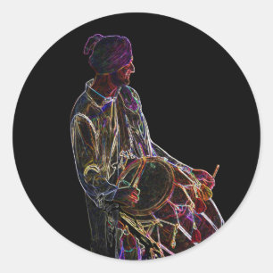 Neon Glow Dhol Drummer stickers