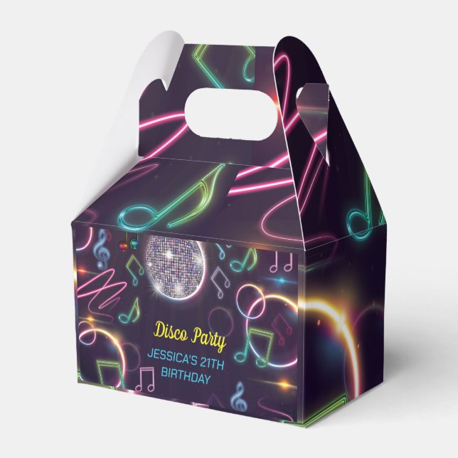 Neon Glow Disco Dance Birthday Party Favour Box (Front Side)