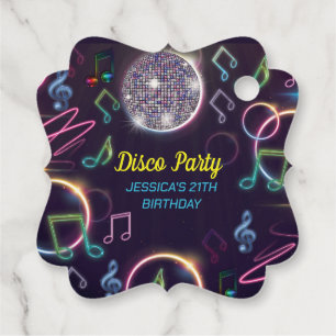 Neon Glow Disco Dance Birthday Party Favour Tags