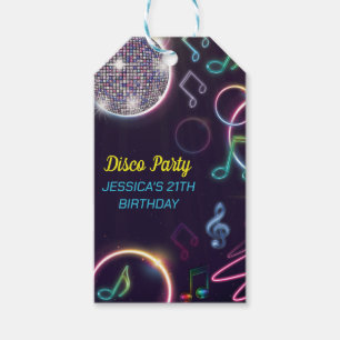 Neon Glow Disco Dance Birthday Party Gift Tags