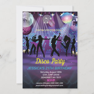 Neon Glow Disco Dance Birthday Party Invitation
