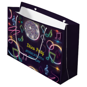 Neon Glow Disco Dance Birthday Party Large Gift Bag