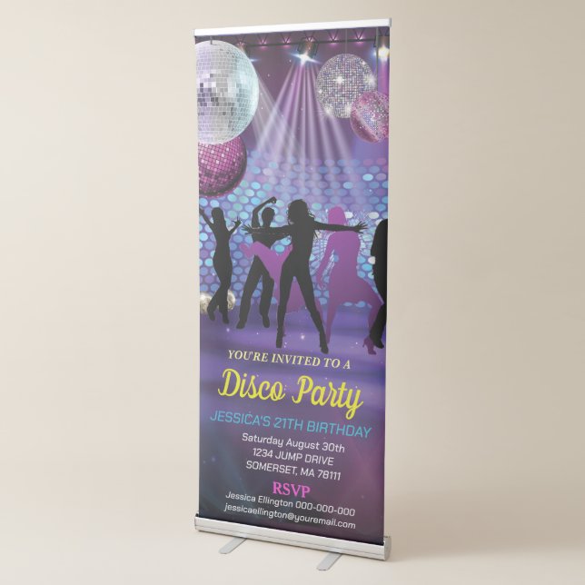 Neon Glow Disco Dance Birthday Party Retractable Banner (3/4)
